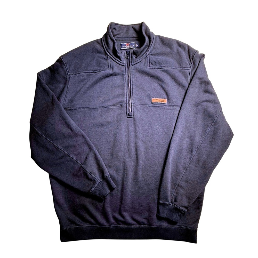 Vineyard Vines Mens XL Navy Blue Quarter Zip Pullover Sweatshirt Mock Neck-2519